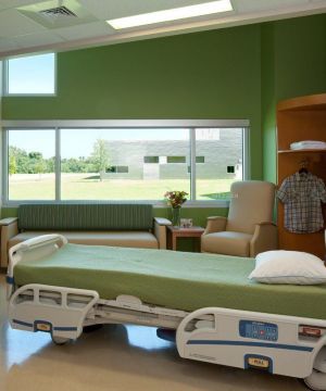 医院单人病房绿色墙面装修效果图片