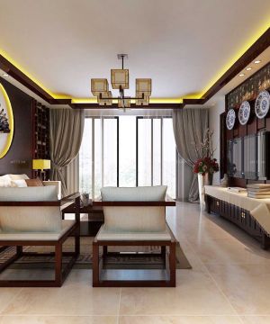 中式古典风格80平米两室一厅装修效果图