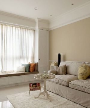 家装现代风格白色窗帘装修效果图片