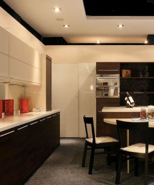 70平米两室两厅厨房吧台设计装修效果图