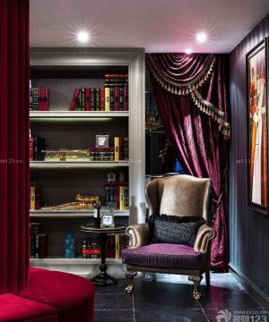 欧式奢华紫色窗帘装修效果图片