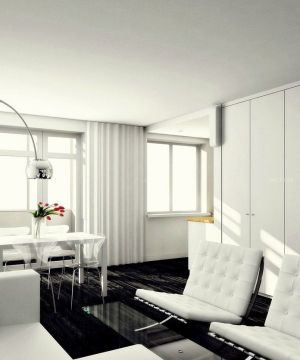 交换空间客厅白色窗帘装修效果图片