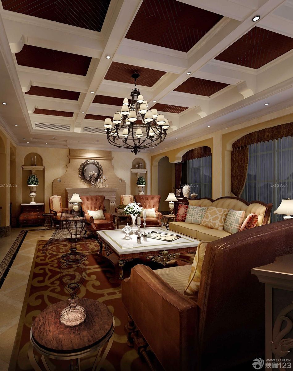 美式家装客厅地毯装修效果图