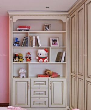 粉色儿童房书柜设计图片