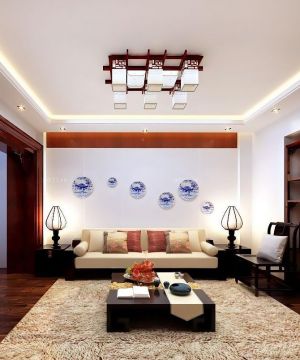简约中式风格家装客厅装修效果图片