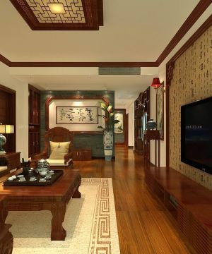 中式家装客厅电视背景墙装饰效果图片