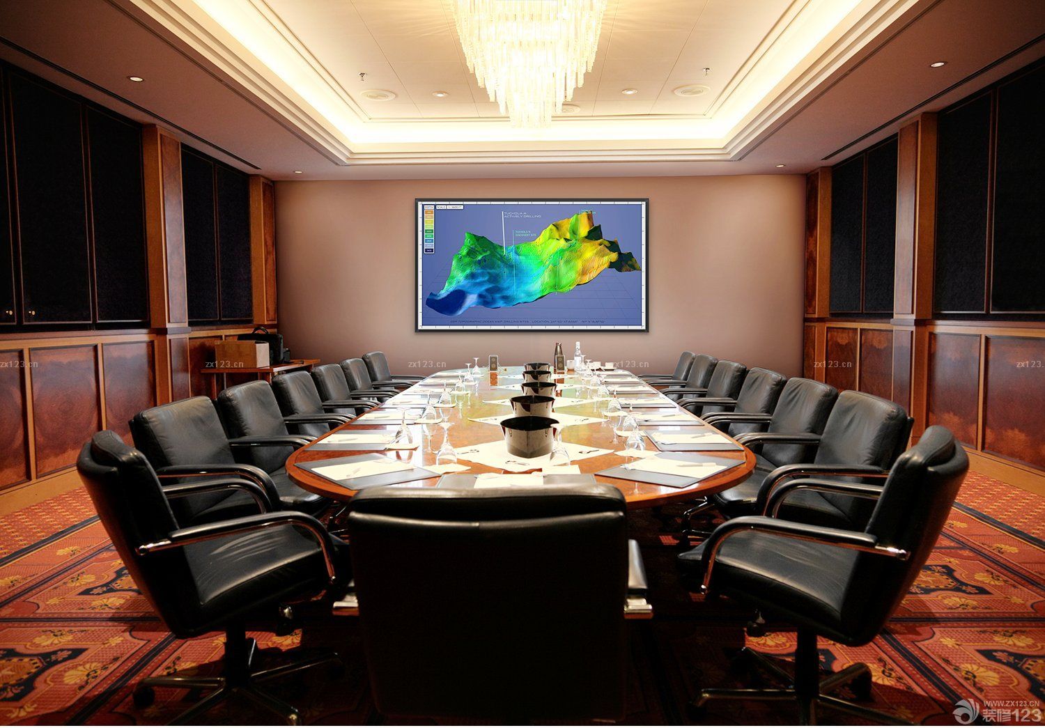 会议室背景墙设计装修效果图片