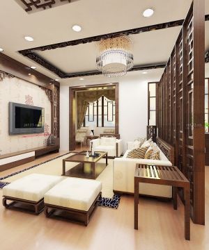 中式90平米房子客厅装修效果图欣赏