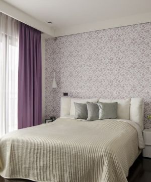 紫色卧室窗帘装修效果图片