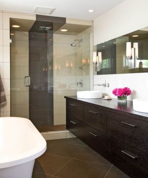 90平米房子浴室柜装修设计效果图片