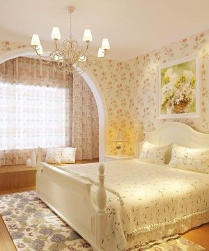 140平米房子卧室花朵壁纸装修效果图片