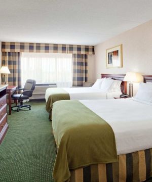 酒店宾馆格子窗帘装修效果图片