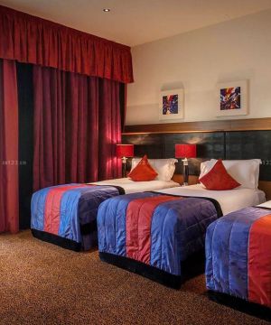 酒店宾馆红色窗帘装修效果图片