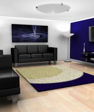 客厅深蓝色电视墙面装修效果图片