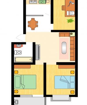60平米小户型三室两厅设计平面图