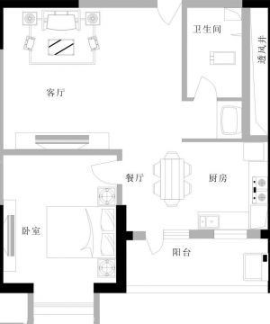 60平米小户型一室两厅装修设计平面图