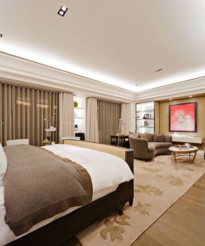 70平方米两室一厅纯色窗帘装修效果图片