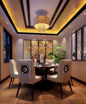 新中式家装餐厅吊顶设计装修效果图片