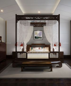 120平方房子双人床装修设计效果图片大全
