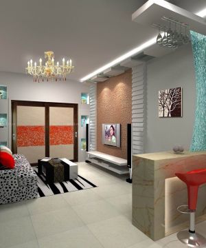 现代60平方一室一厅小户型客厅装饰设计图
