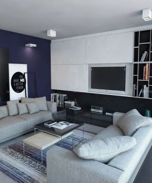 80平米两室一厅小户型紫色墙面装修效果图片
