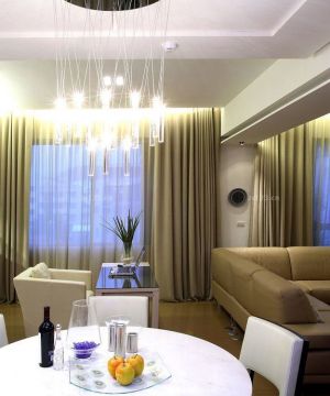 80平米小户型两室一厅室内纯色窗帘装修效果图片