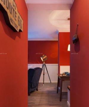 90平方两室两厅室内红色墙面装修效果图片
