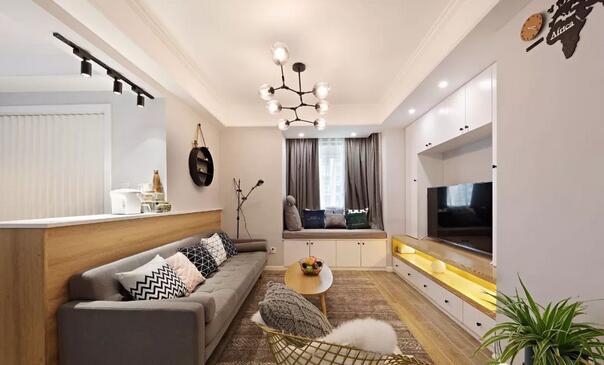 小户型提高利用变出大空间,89平木色北欧风装修