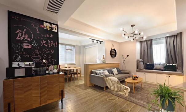 小户型提高利用变出大空间,89平木色北欧风装修