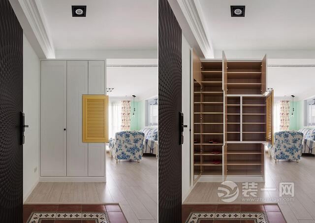 美式乡村混搭极简工业风 跳色五房两厅两卫装修图