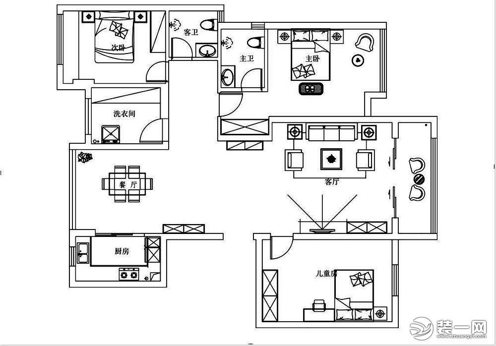 美式风格三居室装修