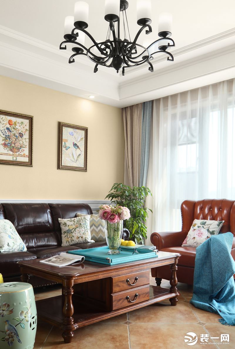 酒柜和卧室设计美上天 105㎡美式风格三居室装修大气