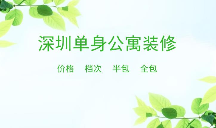 深圳单身公寓装修需要多少钱_单身公寓装修价格多少