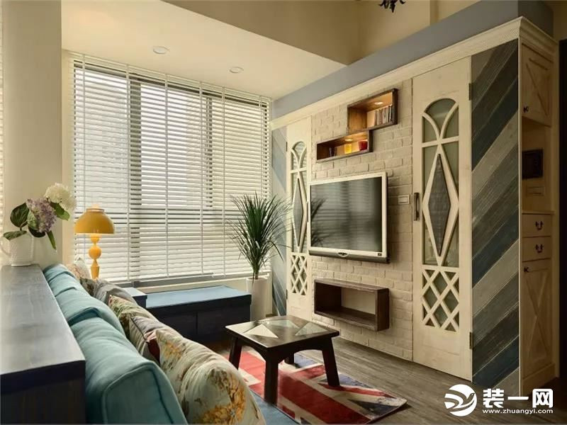 90平两室两厅装修图田园风格装修客厅