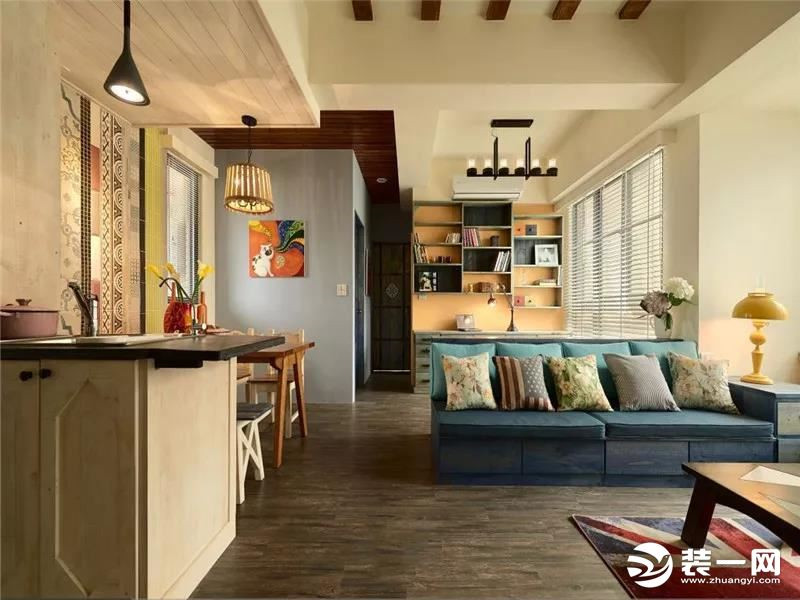 90平两室两厅装修图田园风格装修客厅