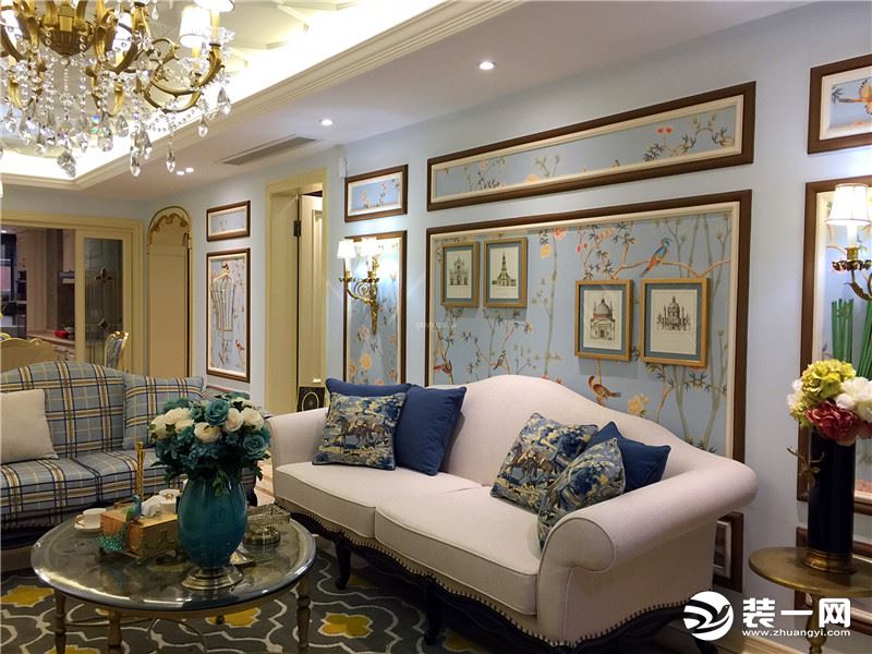 重庆装修公司130平米法式风格装修效果图客厅