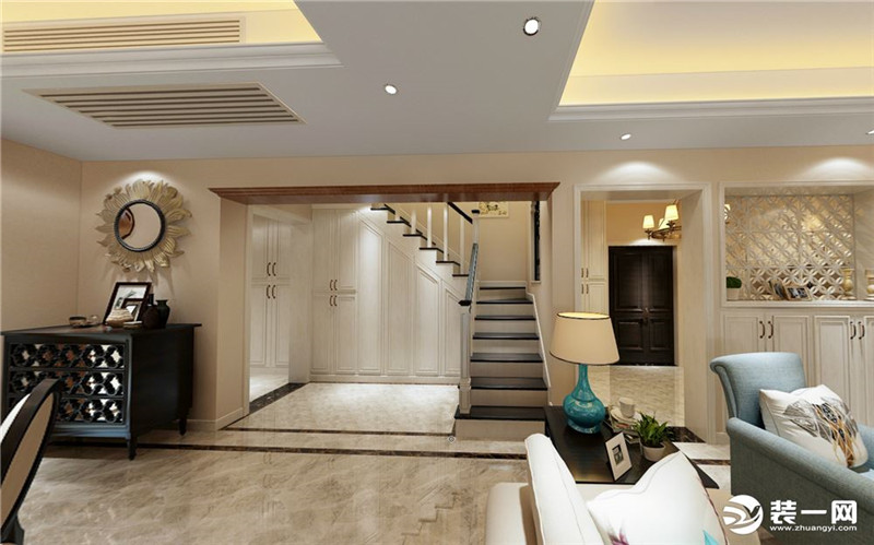 129平米三室两厅两卫装修效果图简美风格楼梯