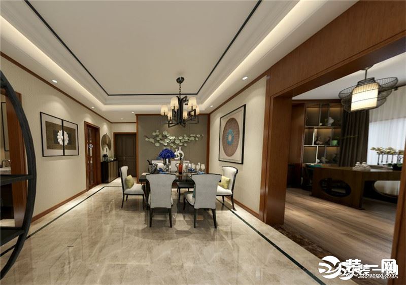 129平米三室两厅两卫装修效果图新中式风格餐厅