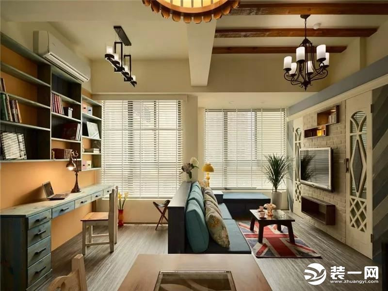 90平两室两厅装修图田园风格装修客厅