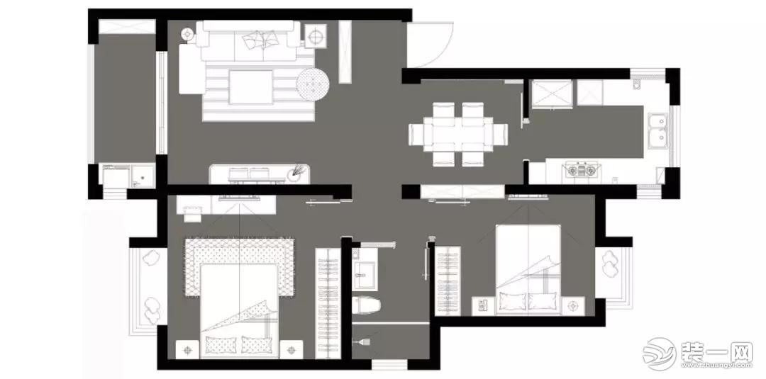 武汉圣都装饰案例赏析 90平简练北欧风二居室设计