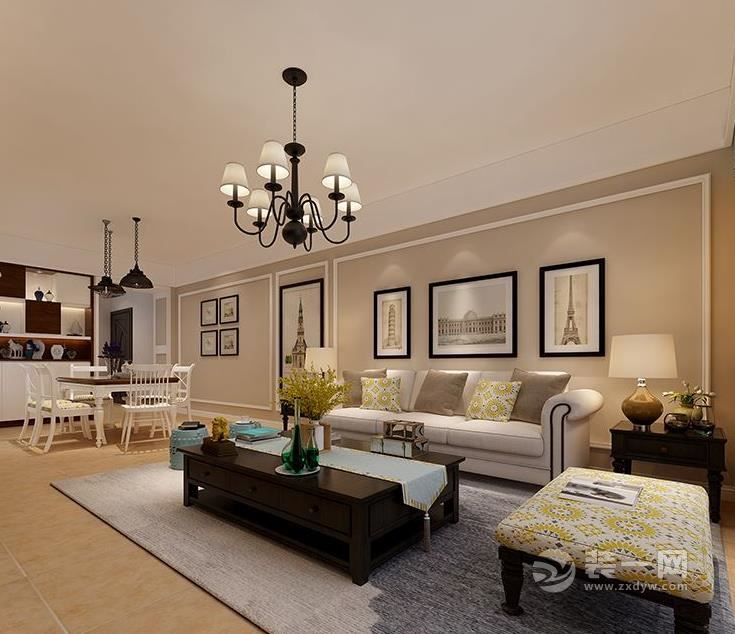 七彩云南第壹城150平美式风案例 金芒果装修公司设计