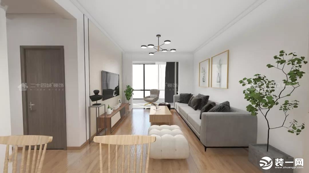 现代风格三室两厅装修设计案例图