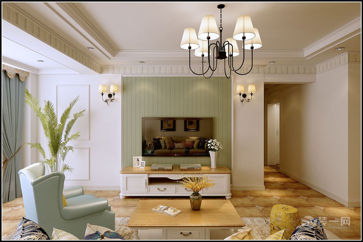 贵阳国际城116平方米美式风格装修效果图