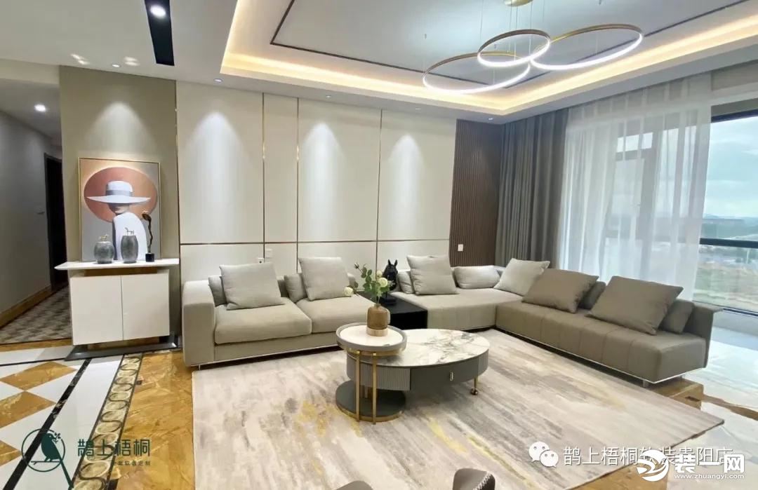 贵阳鹊上梧桐装饰碧桂园实景案例，170平米现代轻奢风装修