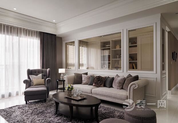 美式古典装修效果图合肥装修公司大地色系样板间设计