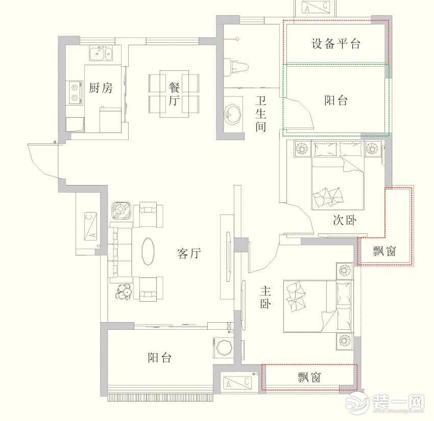 大富新领地三居室户型