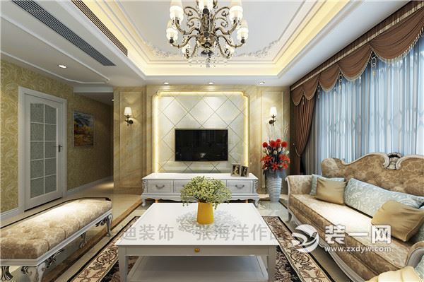 合肥信地藏龙阁140平米三居室户型装修效果图