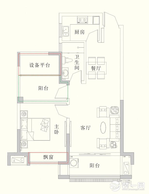 大富新领地两居室户型