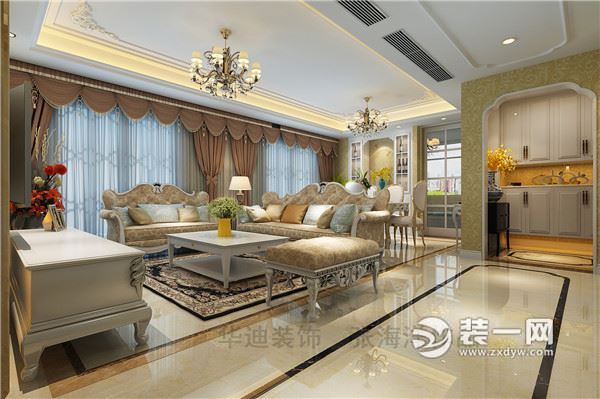 合肥信地藏龙阁140平米三居室户型装修效果图