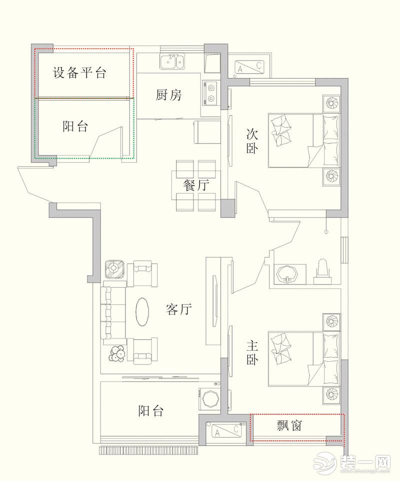大富新领地三居室户型
